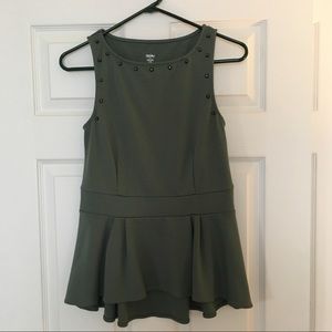 NWOT Mossimo Forest Green Peplum Sleeveless Blouse